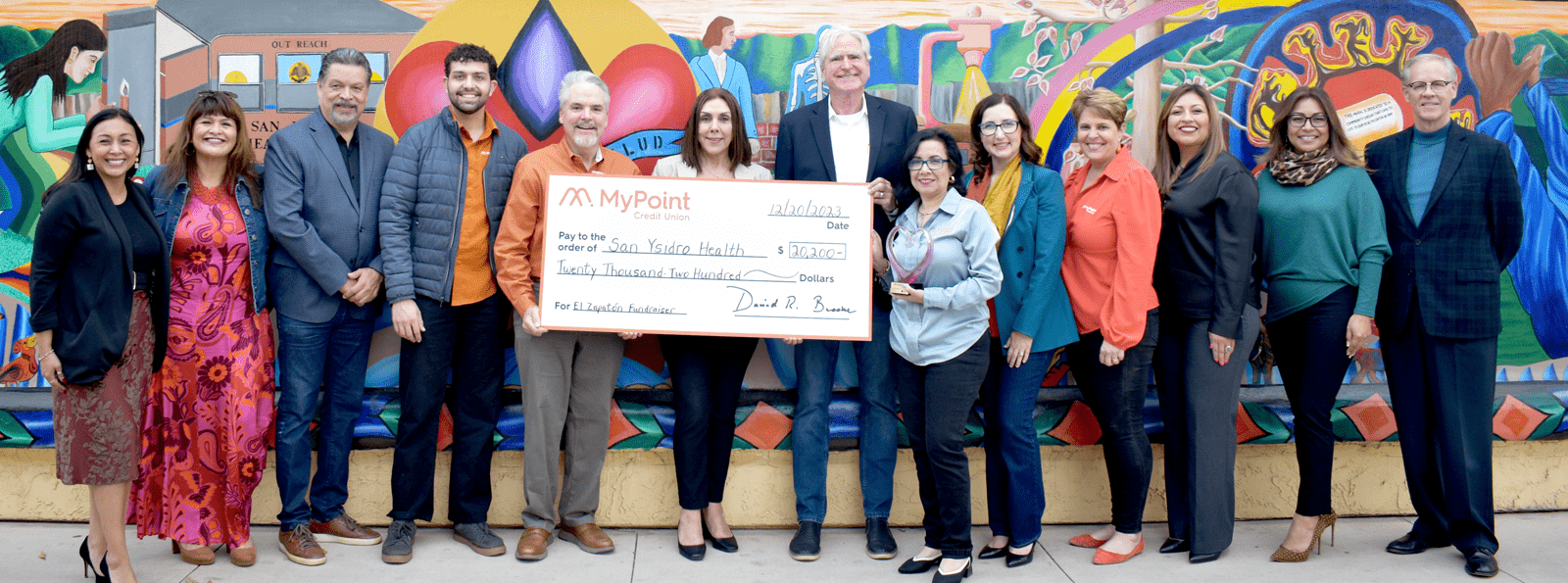 Check presentation with MyPoint staff and San Ysidro staff for funds raised for El Zapaton.